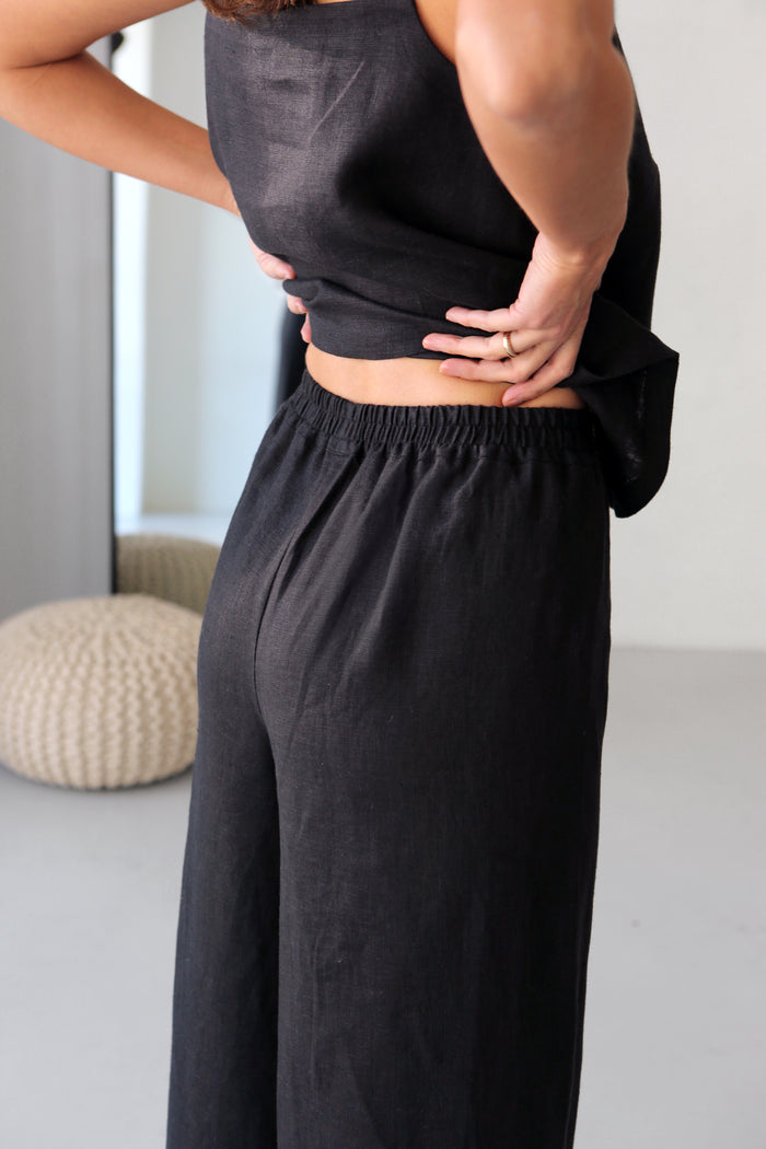 Wide-Leg Linen Pants ACAI in Black