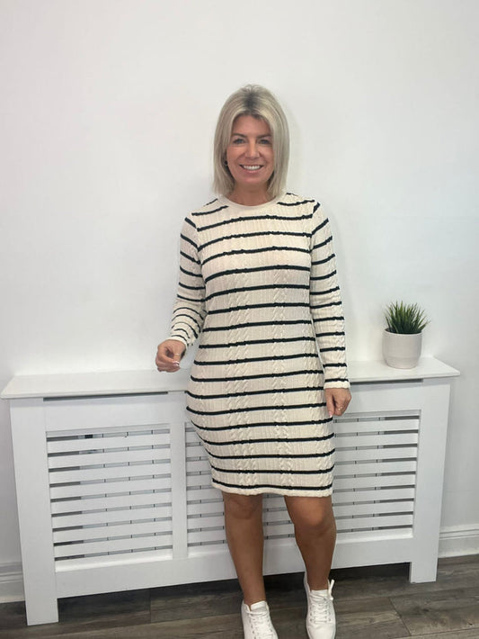 WILLOW SHORT KNIT DRESS (BIRCH/BLACK)