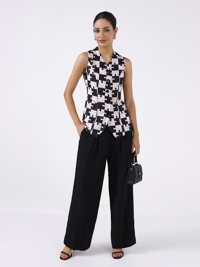 Women Black & White Geometric Printed Co-ord Set