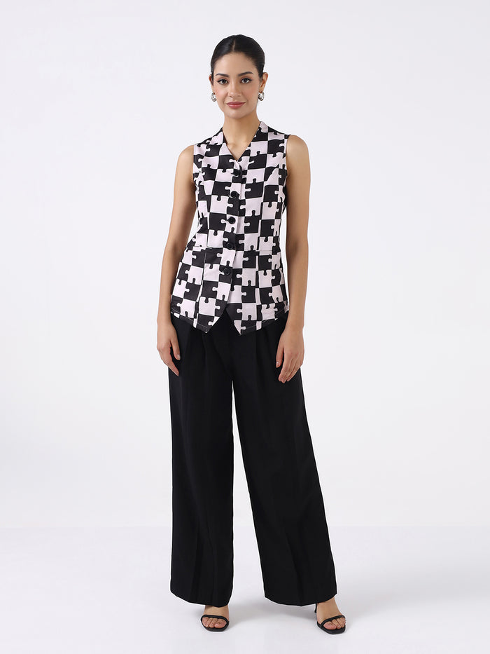 Women Black & White Geometric Printed Co-ord Set