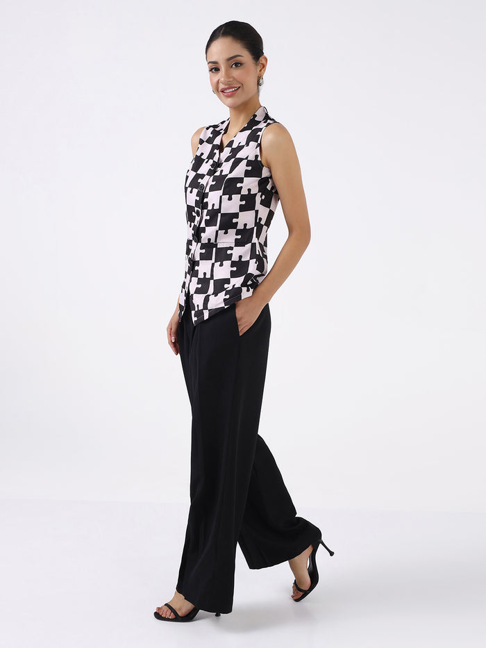 Women Black & White Geometric Printed Co-ord Set
