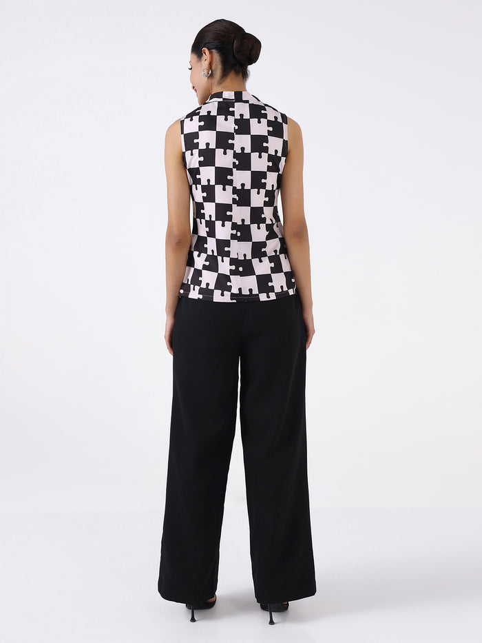Women Black & White Geometric Printed Co-ord Set
