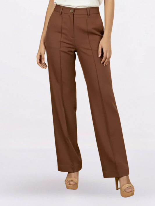 Women Brown Mid-Rise Relaxed Fit Trouser
