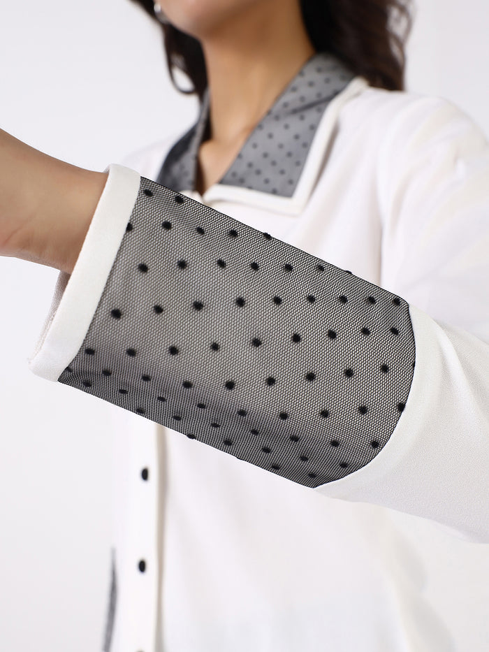 Women Classic White Contrast Collared Shirt