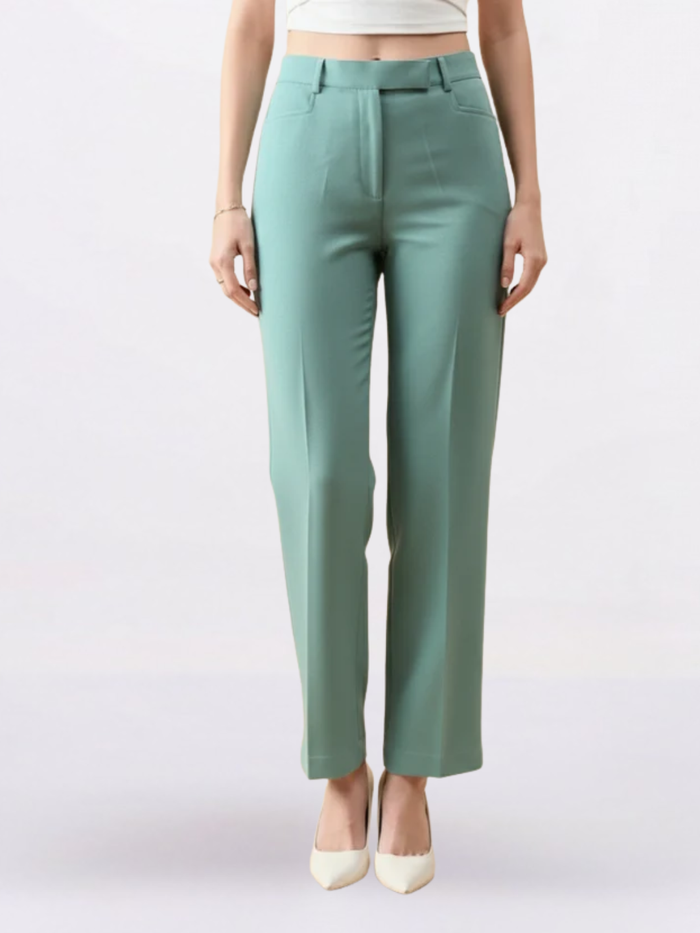 Women Green Mid-Rise Trouser