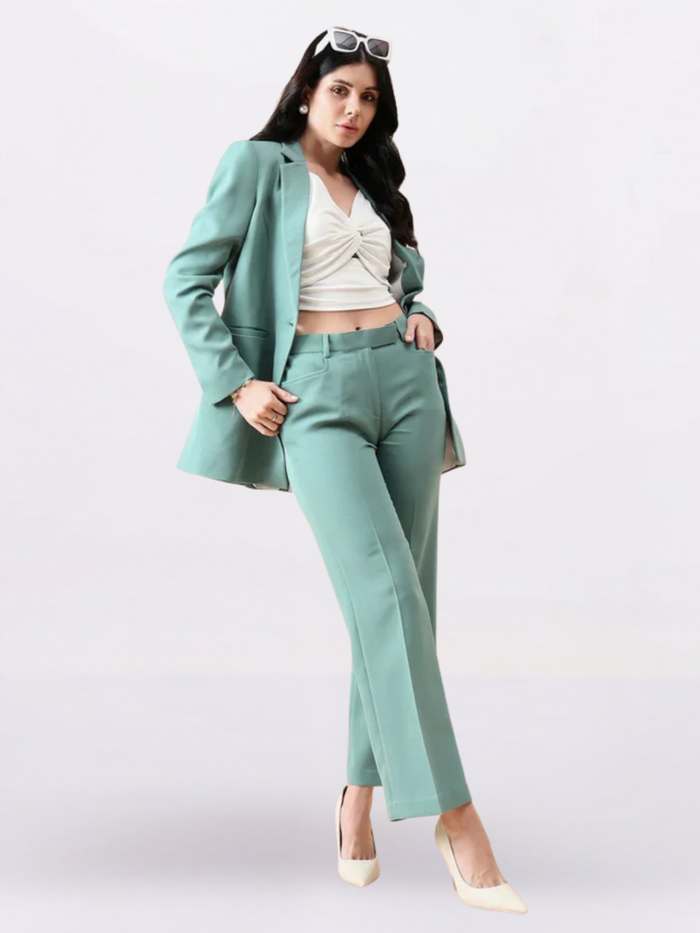 Women Green Mid-Rise Trouser