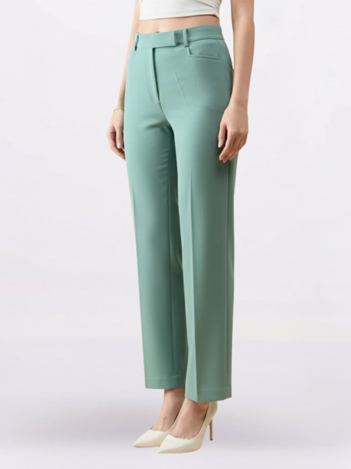 Women Green Mid-Rise Trouser