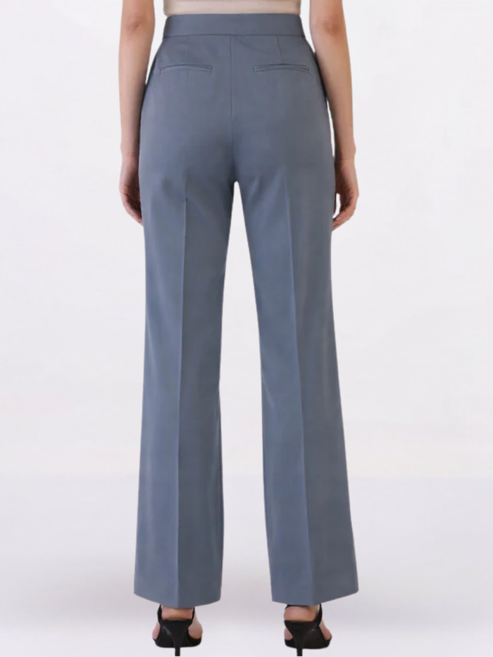 Women Grey Flared Mid-Rise Bootcut Trousers