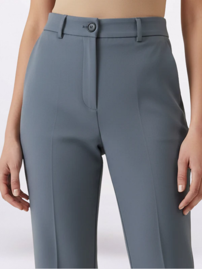Women Grey Flared Mid-Rise Bootcut Trousers