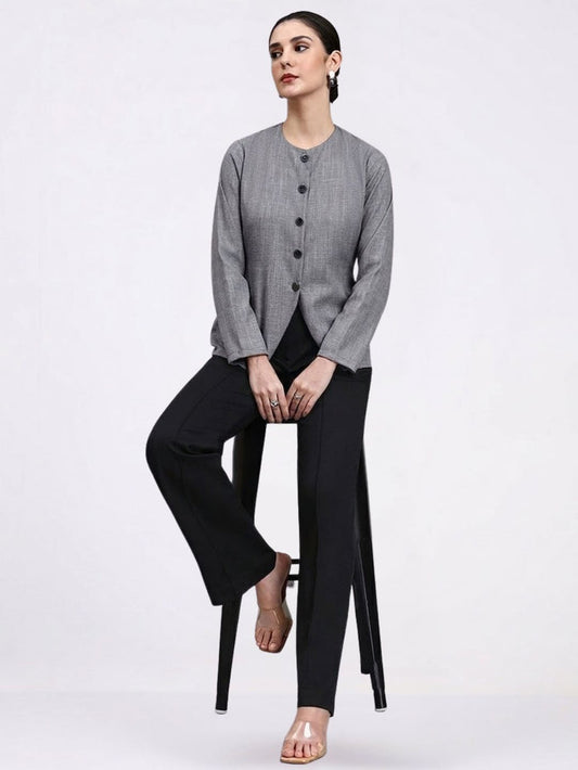 Women Grey Textured Top