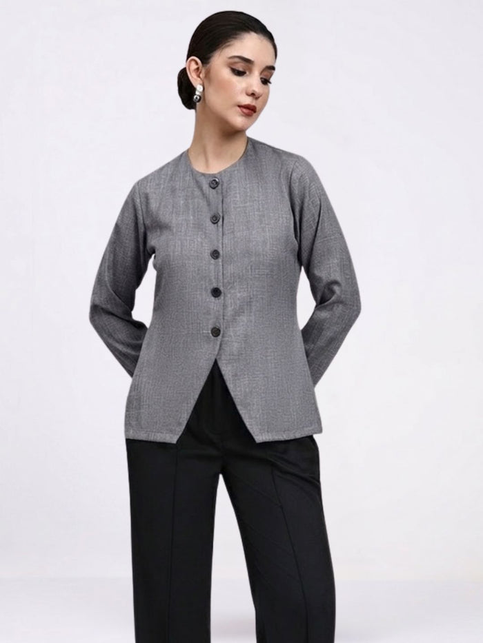 Women Grey Textured Top