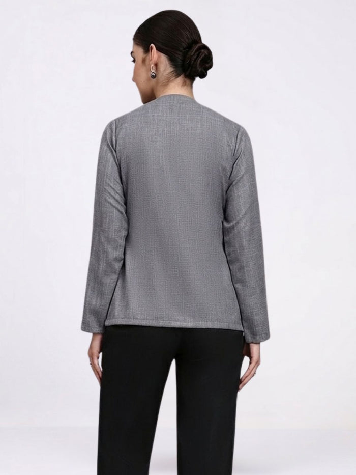 Women Grey Textured Top