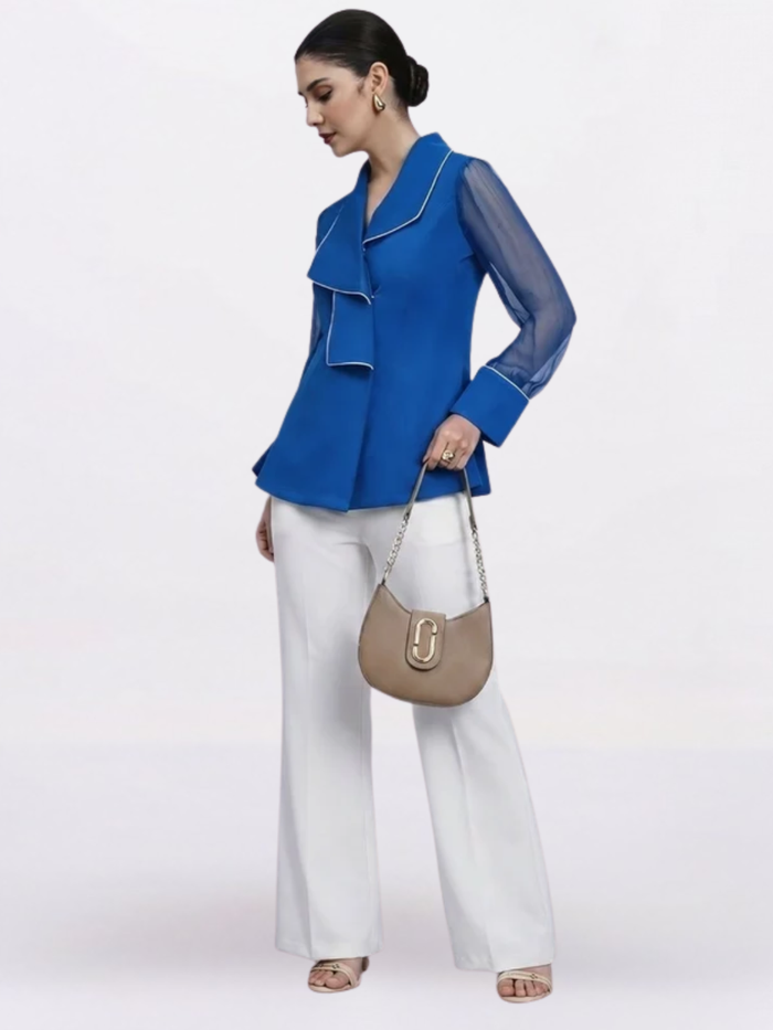 Women Ink Blue Structured Top