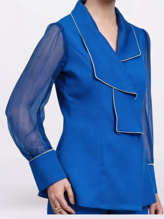 Women Ink Blue Structured Top