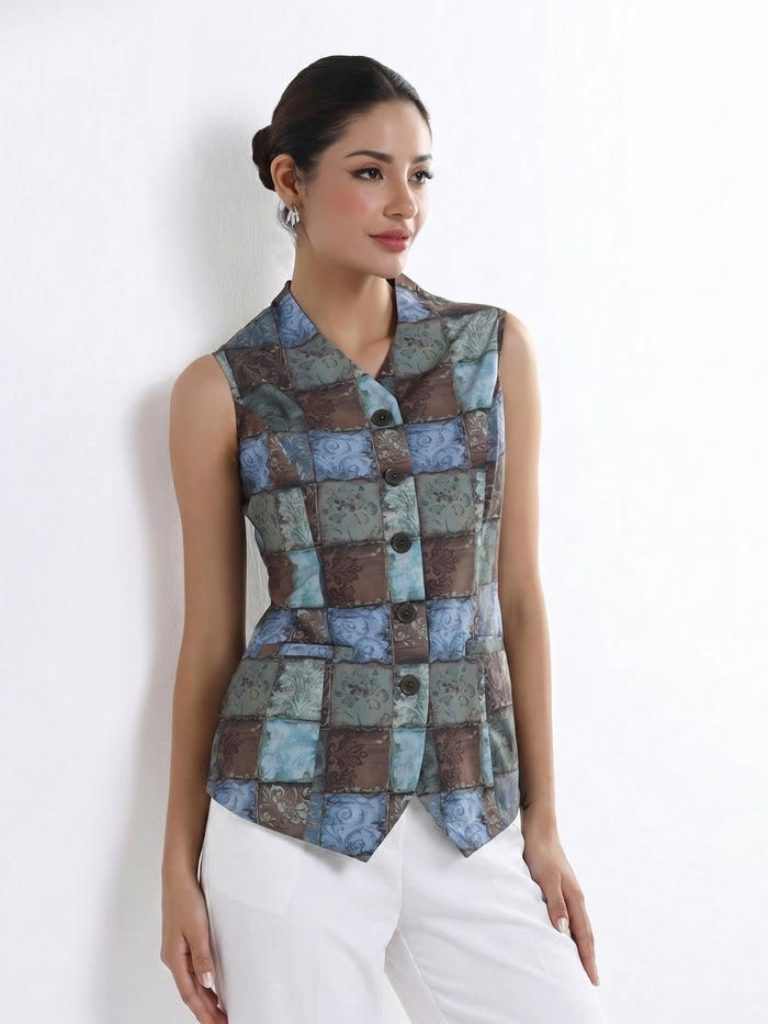 Women Multicolor Printed Straight Top