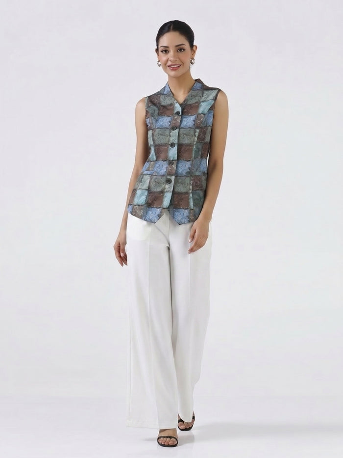 Women Multicolor Printed Straight Top