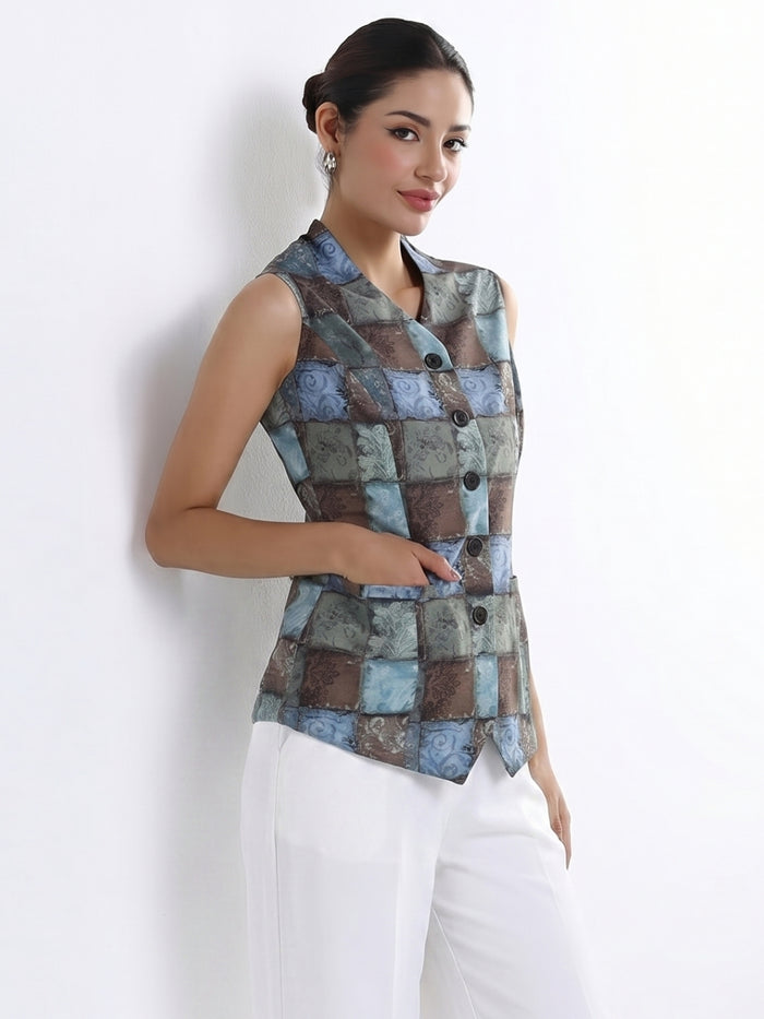 Women Multicolor Printed Straight Top