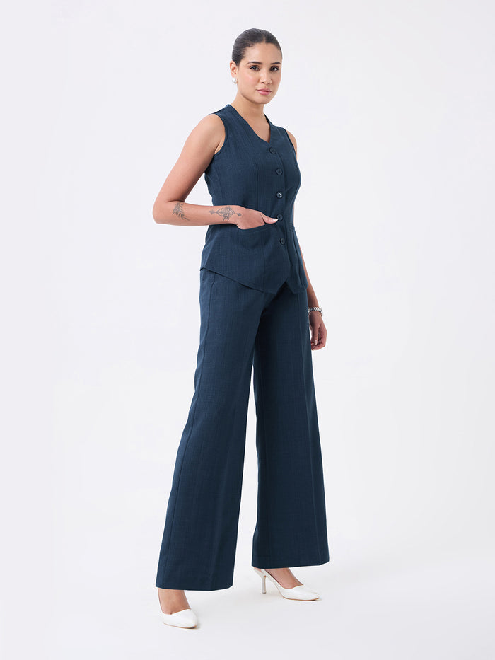 Women Navy Blue Sleeveless Co-ords