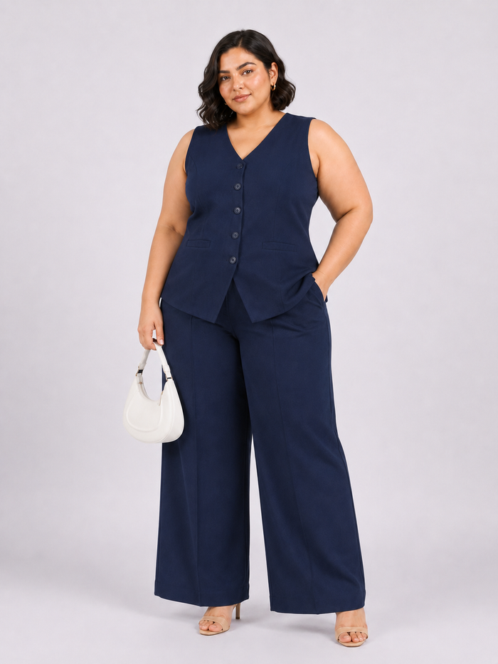Women Navy Blue Sleeveless Co-ords