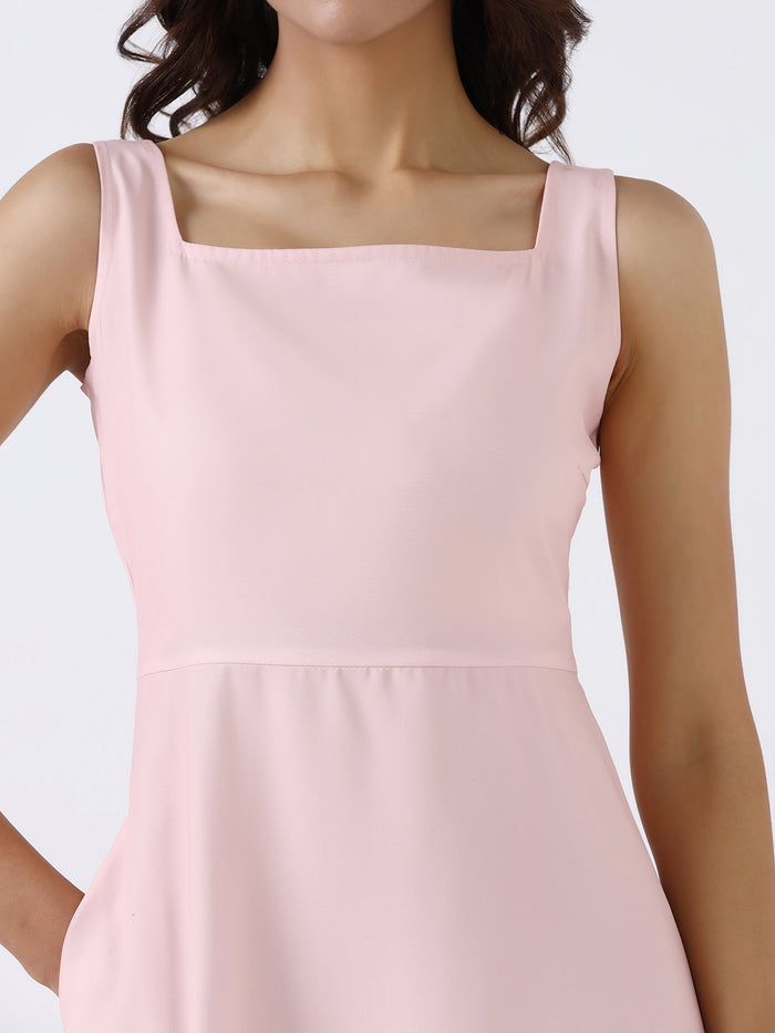 Women Peach Ombre Stretch Flared Midi Dress