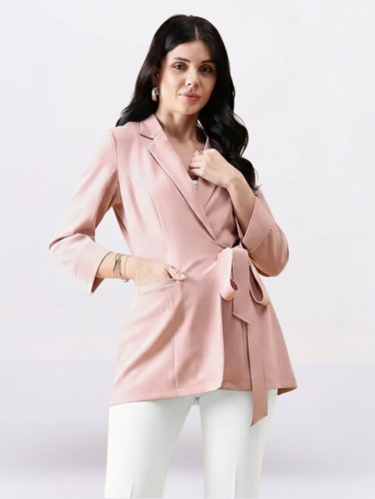 Women Pink Single-Breasted Blazer