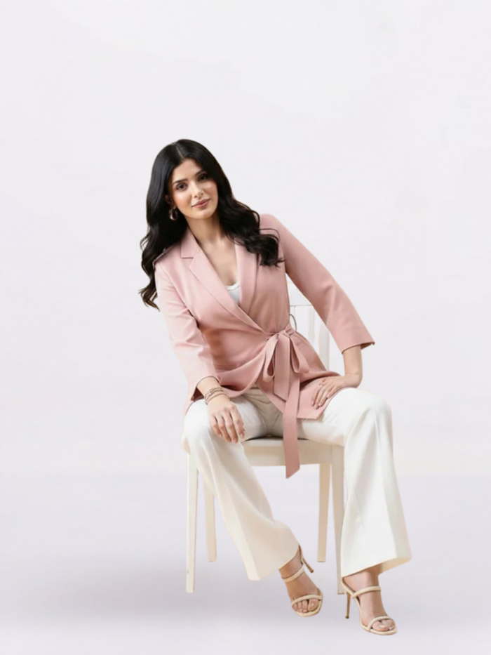Women Pink Single-Breasted Blazer