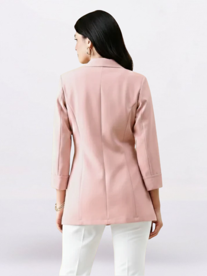 Women Pink Single-Breasted Blazer