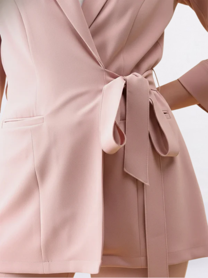 Women Pink Single-Breasted Blazer
