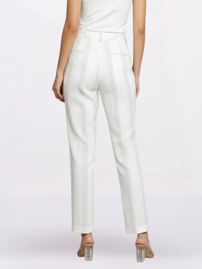 Women Striped Off White Trouser