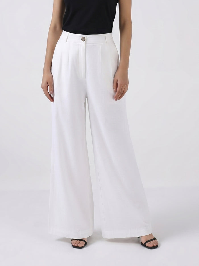 Women White High-Rise Trousers