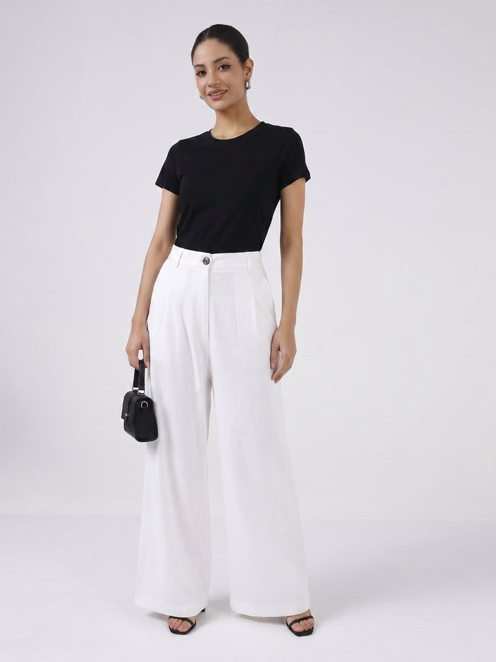 Women White High-Rise Trousers