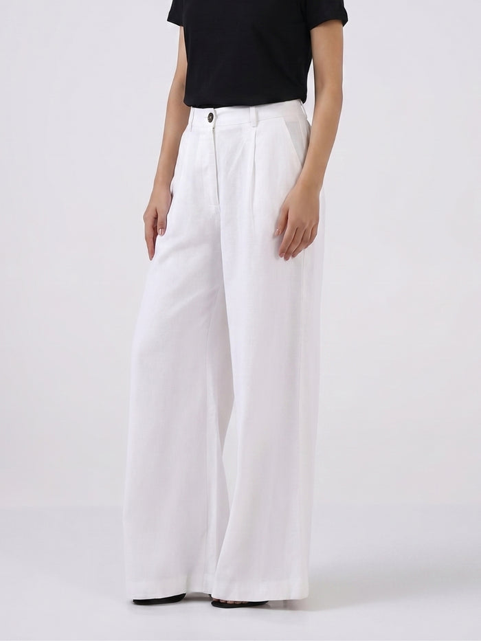 Women White High-Rise Trousers