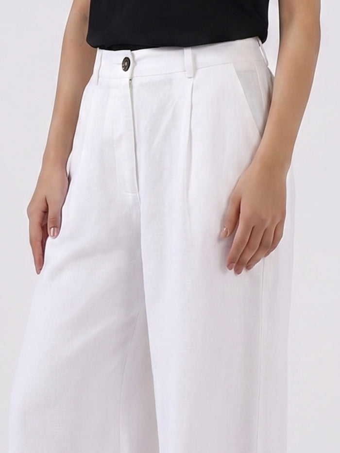 Women White High-Rise Trousers