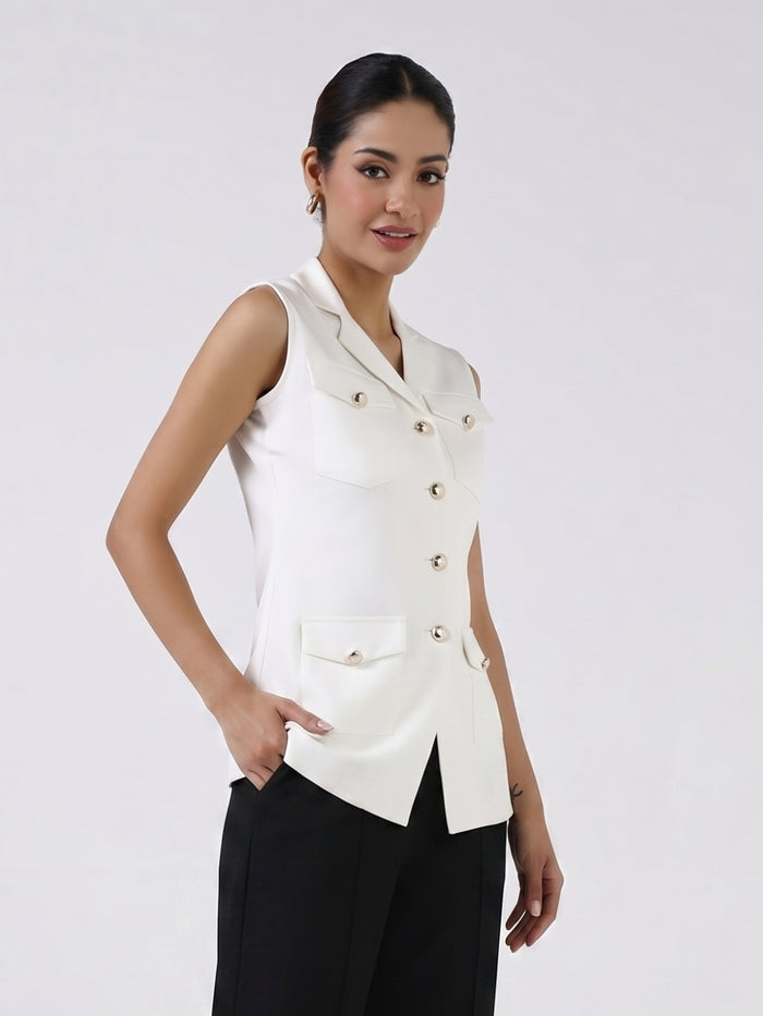 Women White Sleeveless Top