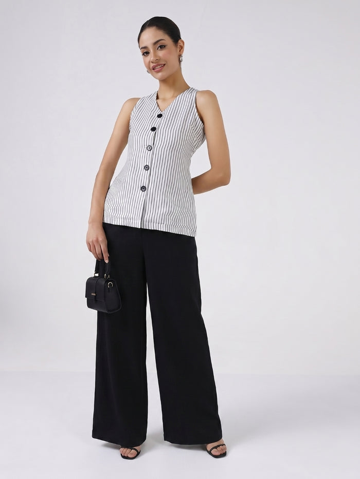 Women White Sleeveless Top