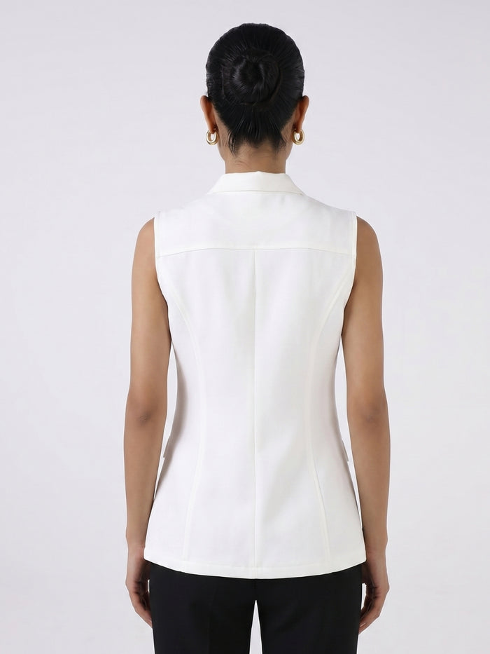 Women White Sleeveless Top