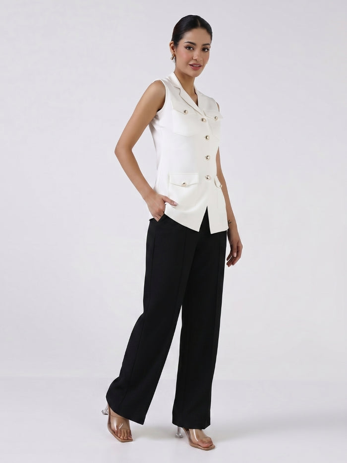 Women White Sleeveless Top