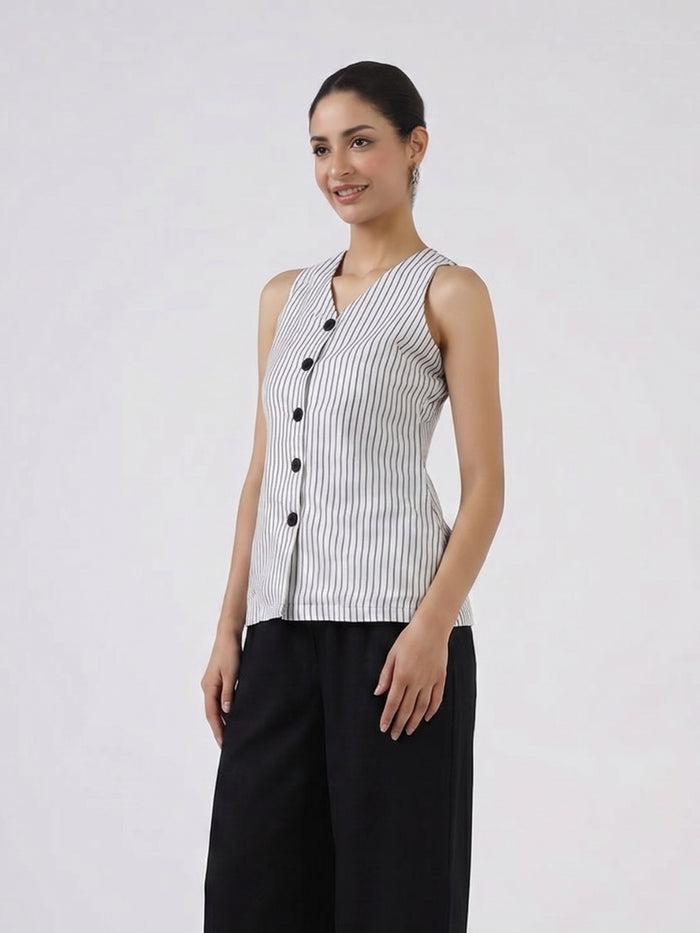 Women White Sleeveless Top
