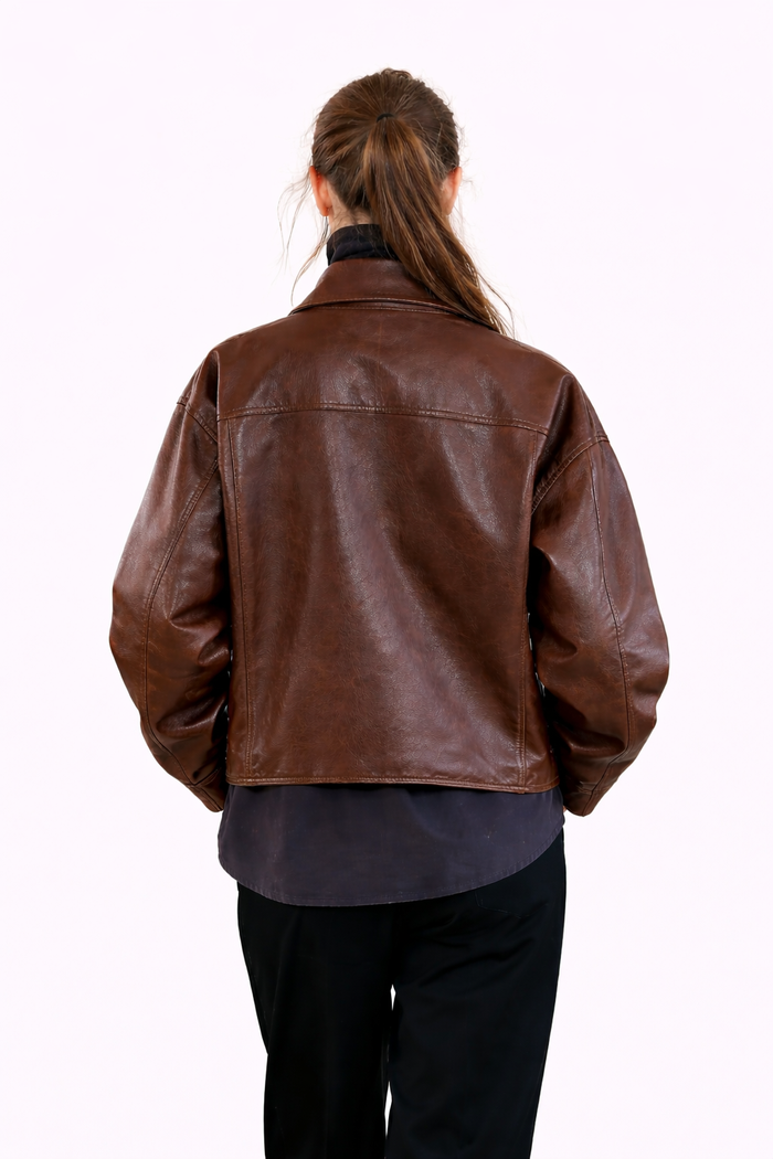 Women’s Genuine Leather Baggy Jacket