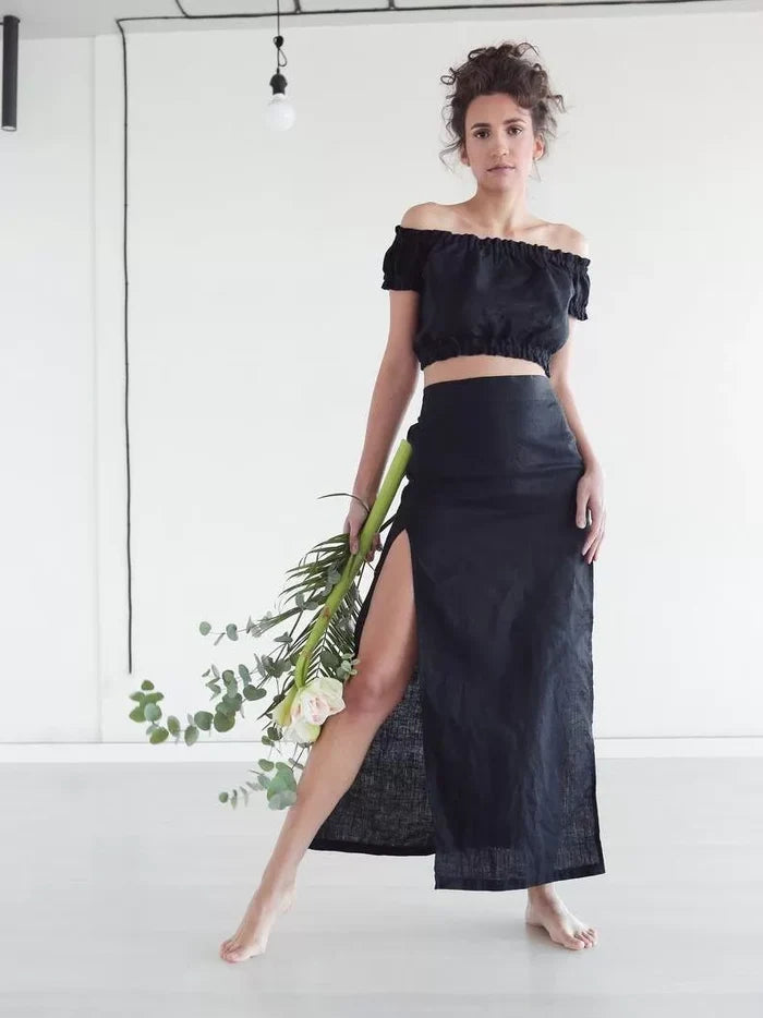 Women’s Linen Skirt SENNA in Black