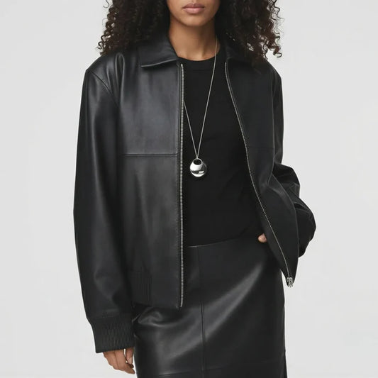 Oversized Leather Jacket For Women's – Bold in Black