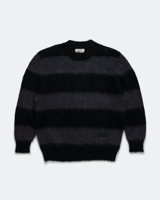 Wool Mohair Stripe Knit Sweater x UP THERE - Black/Charcoal